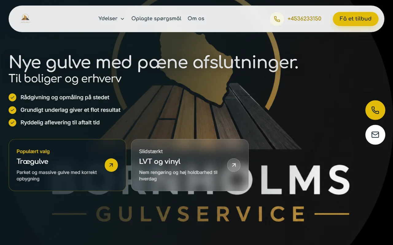 Hjemmeside lavet af Moneyweb til Bornholms Gulvservice